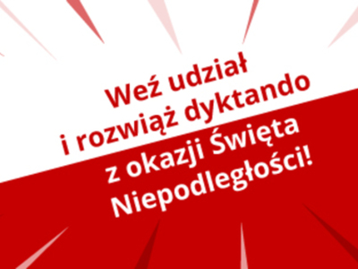 Plakat informujący o V edycji Dyktanda na Święto Niepodległości!