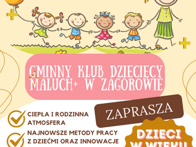 Plakat informujący o rekrutacji do klubu dziecięcego Maluch