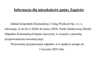 Informacja dot. PSZOK