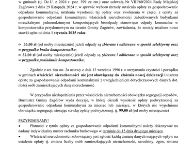 Zawiadomienie o wysokości opłaty