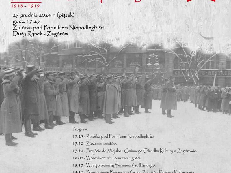 Plakat informujący o obchody 106 rocznicy Powstania Wielkopolskiego