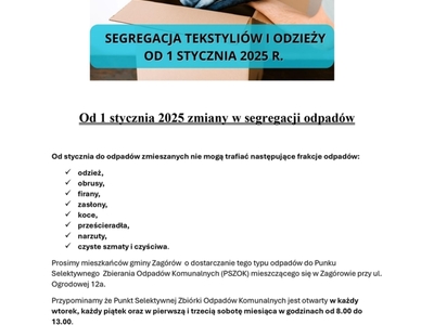 Od 1 stycznia 2025 zmiany w segregacji odpadów