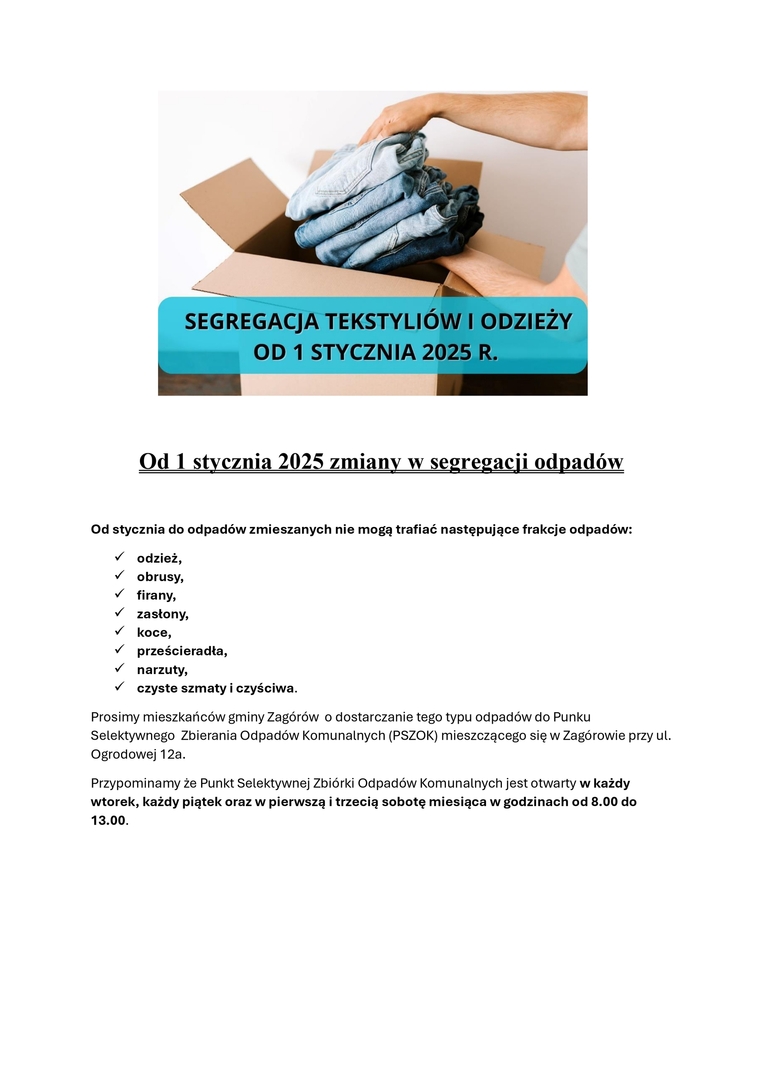 Od 1 stycznia 2025 zmiany w segregacji odpadów