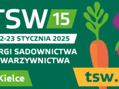 Plakat informujący o Targach Sadownictwa i Warzywnictwa TSW