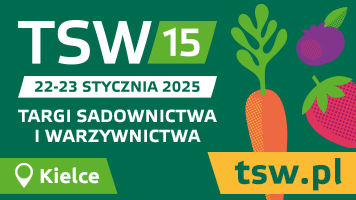 Plakat informujący o Targach Sadownictwa i Warzywnictwa TSW
