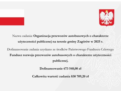 Organizacja przewozów autobusowych o charakterze użyteczności publicznej na terenie gminy Zagórów w 2025