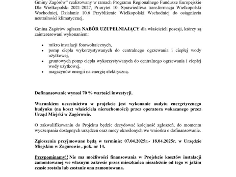 NABÓR UZUPEŁNIAJĄCY - PROJEKT PARASOLOWY
