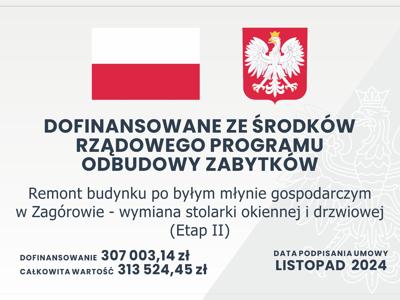Remont budynku pp byłym młynie gospodarczym w Zagórowie- wymiana stolarki okiennej i drzwiowej (ETAP II)