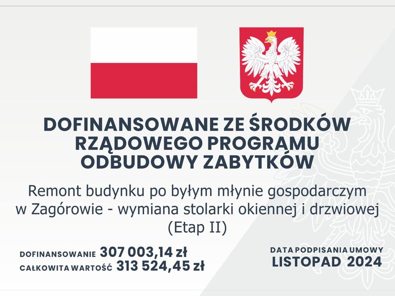 Remont budynku pp byłym młynie gospodarczym w Zagórowie- wymiana stolarki okiennej i drzwiowej (ETAP II)