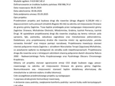 Budowa drogi dla rowerów z dopuszczeniem ruchu pieszych na odcinku od m. Drzewce do granicy Gminy