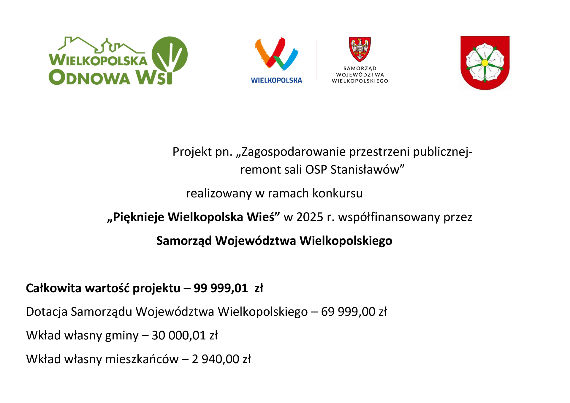 „Zagospodarowanie przestrzeni publicznej- remont sali OSP Stanisławów”