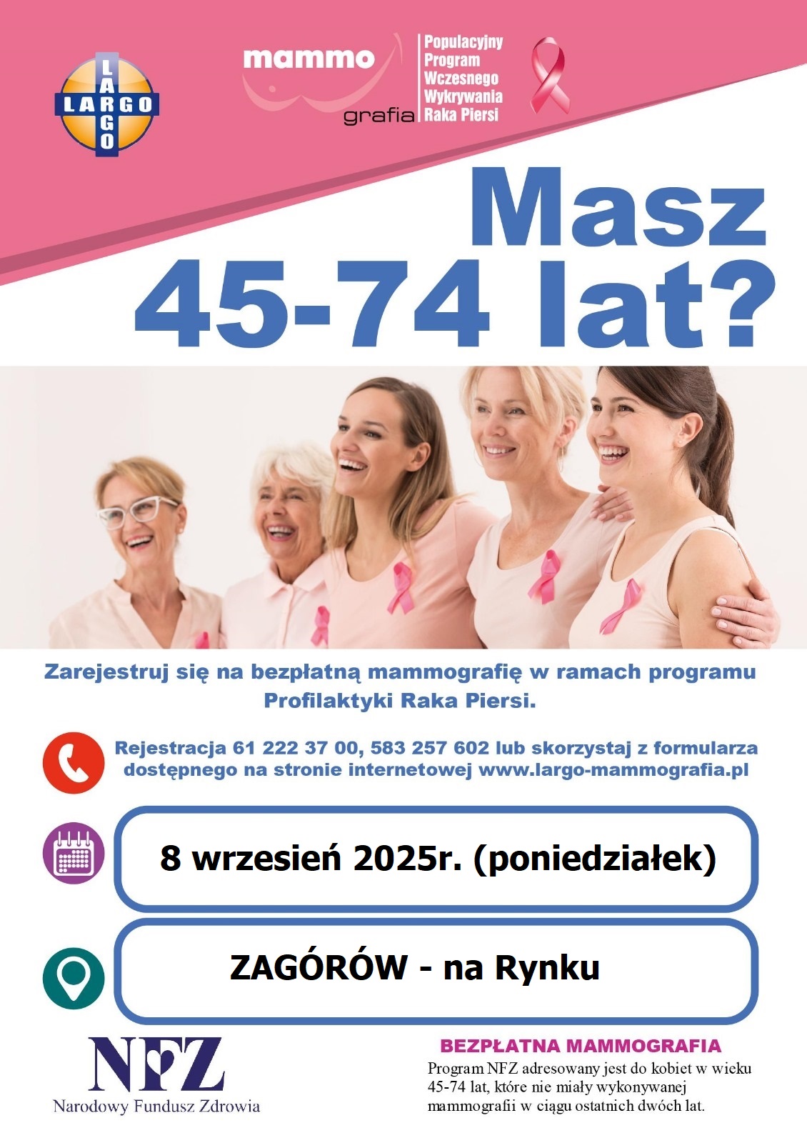 Bezpłatne badania mammograficzne 
