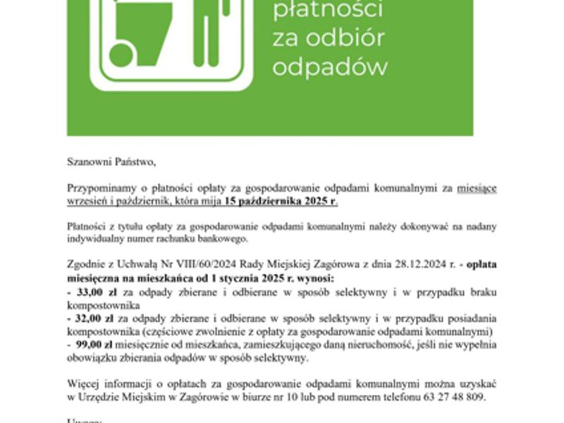 Przypomnienie o terminie płatności