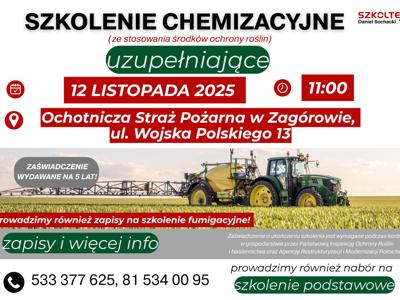 Szkolenie skierowane do rolników w zakresie STOSOWANIA ŚRODKÓW OCHRONY ROŚLIN