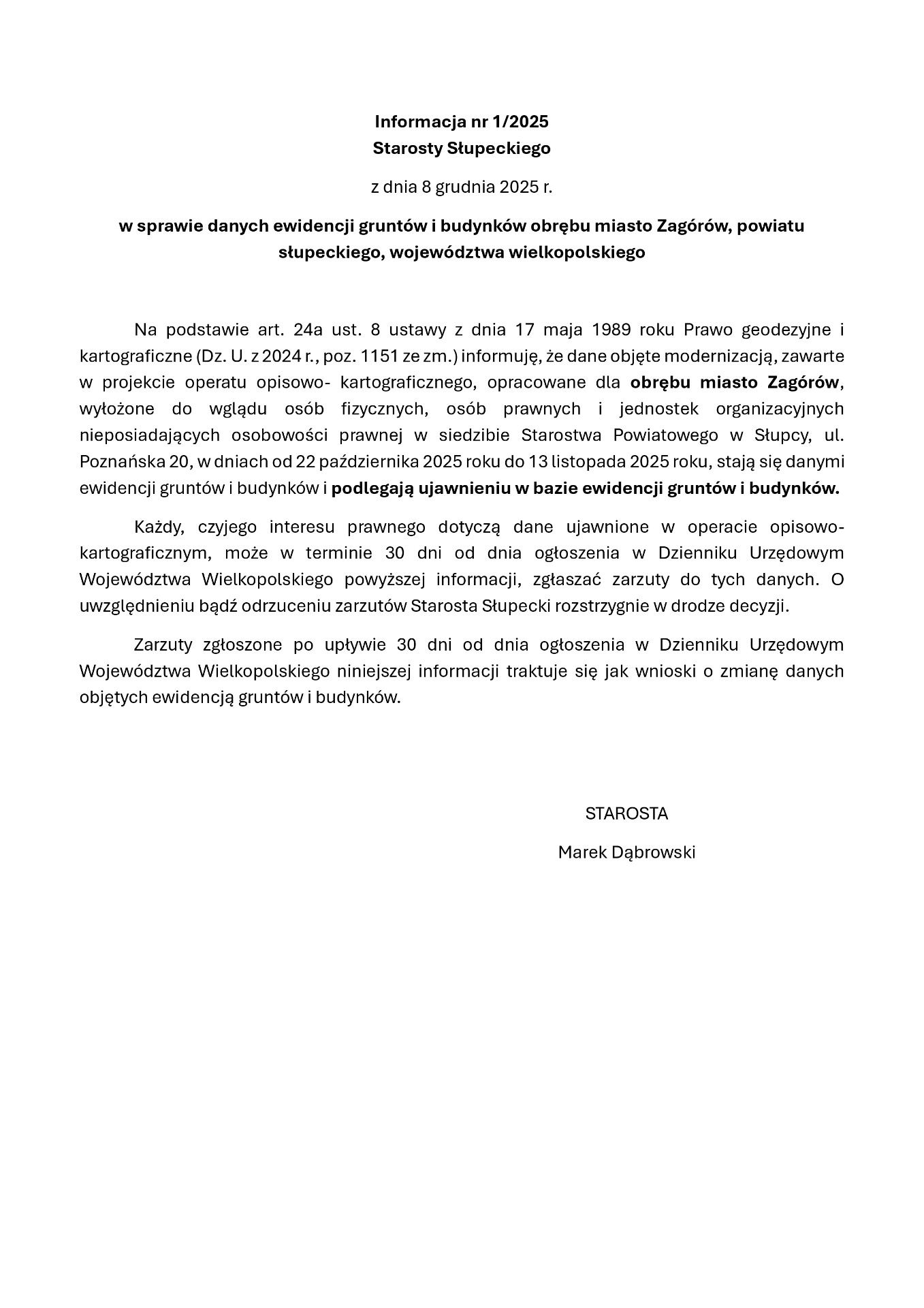 Modernizacja EGiB Zagórów