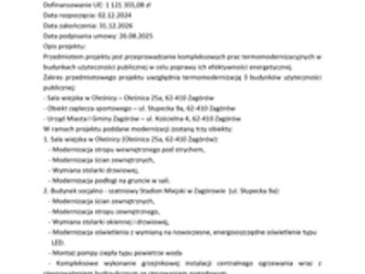 Termomodernizacja budynków użyteczności publicznej w Gminie Zagórów