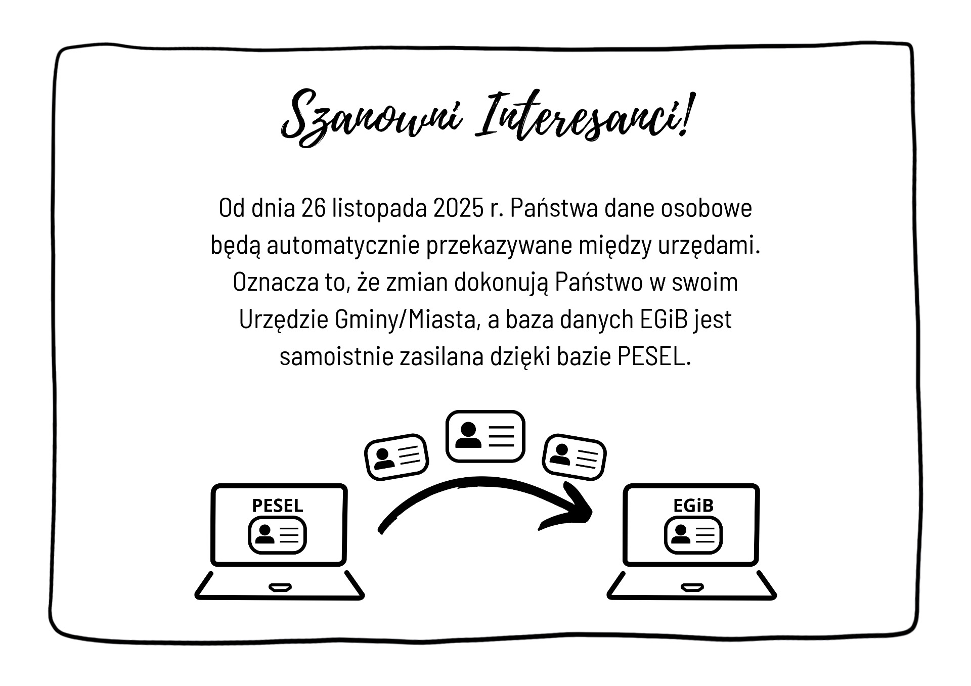 Automatyczne zasilanie baz danych Ewidencji gruntów i budynków, prowadzonej przez Starostwo Powiatowe w Słupcy z bazy danych osobowych PESEL.
