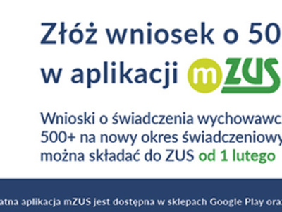 Informacja o składaniu wniosków poprzez aplikację mZUS