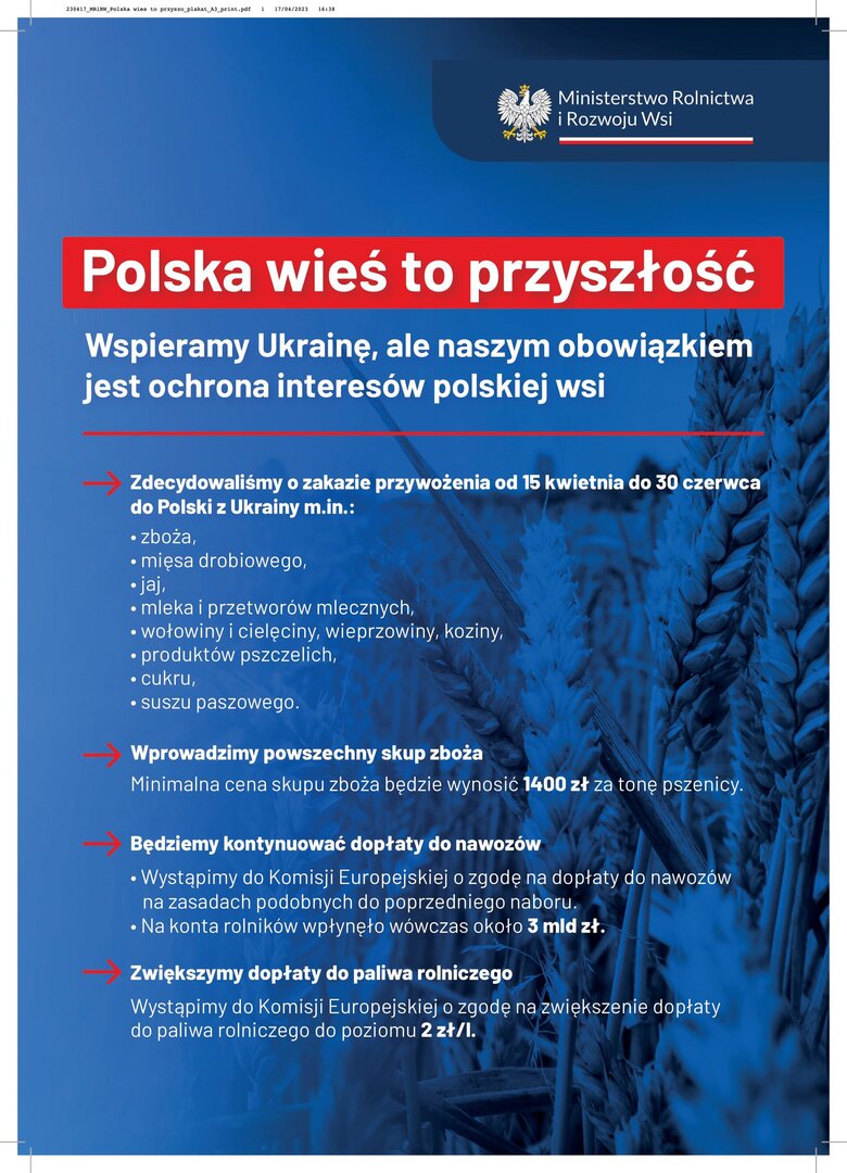 Plakat pod nazwą Polska wieś to przyszłość