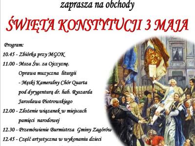 Plakat-zaproszenie na obchody Święta Konstytucji 3 Maja
