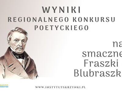 Plakat informujący o wynikach konkursu poetyckiego na „Smaczne Fraszki i Blubraszki”