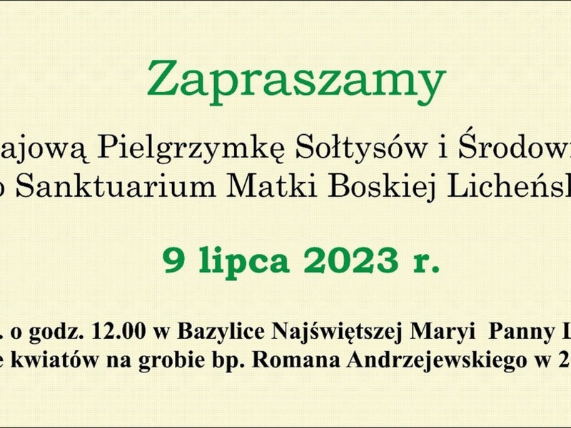 Zaproszenie na Pielgrzymkę do Lichenia