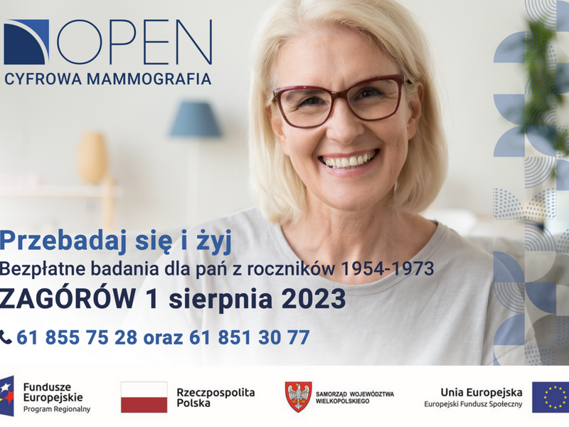 Plakat informujący o planowany badaniu mammograficznym