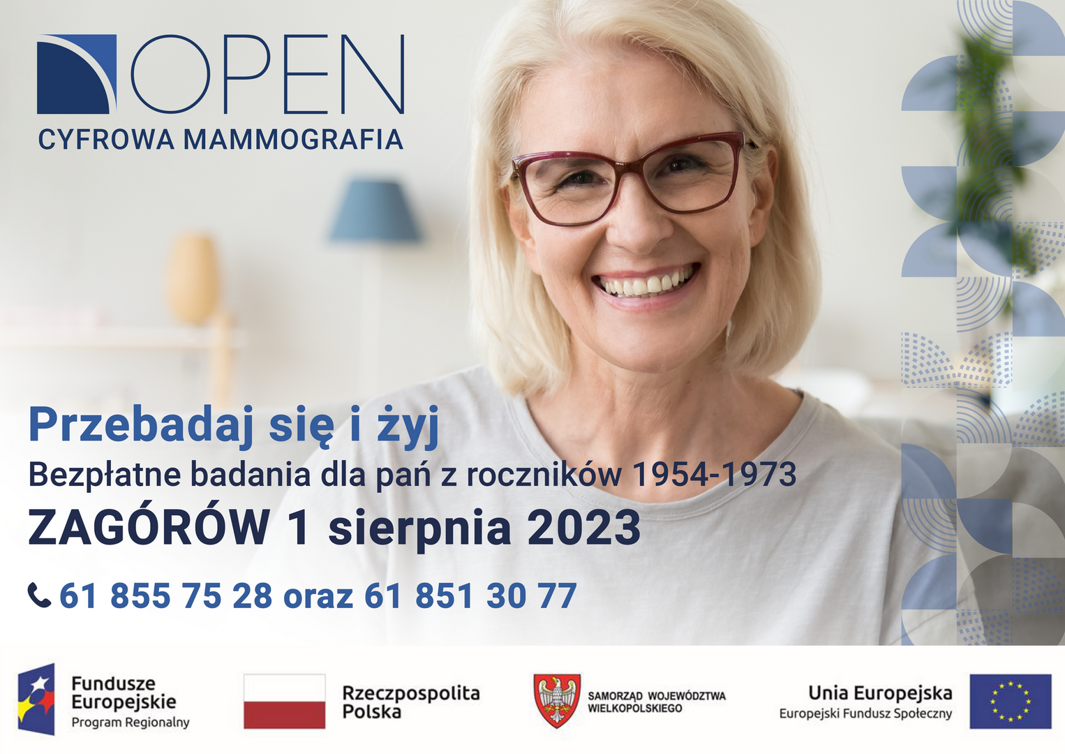 Plakat informujący o planowany badaniu mammograficznym