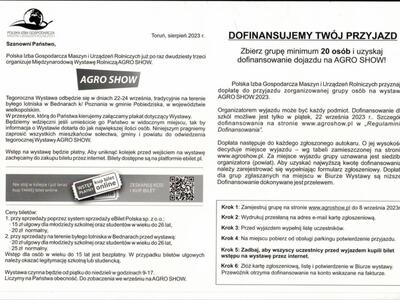 Plakat informujący o Międzynarodowej Wystawie Rolniczej AGRO SHOW