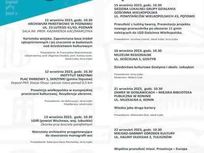 Program wykładów pt. "Prowincja wielkopolska w europejskiej przestrzeni kulturowej" w Dworze Skrzynki