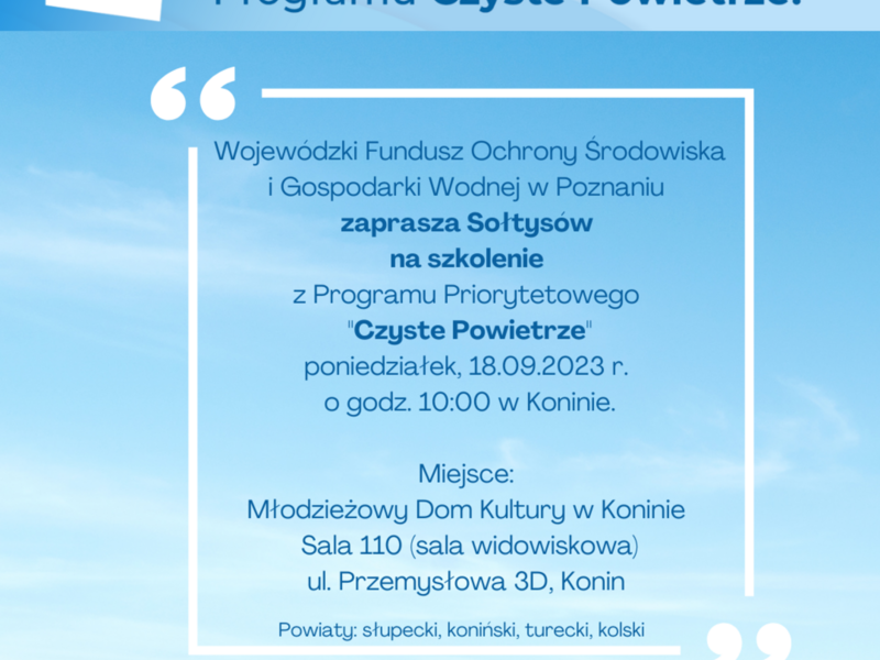 Sołtys Ambasadorem Czystego Powietrza