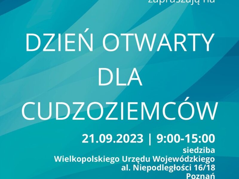 Plakat informujący o dniu otwartym dla Cudzoziemców