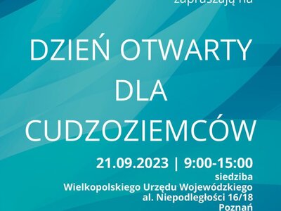 Plakat informujący o dniu otwartym dla Cudzoziemców