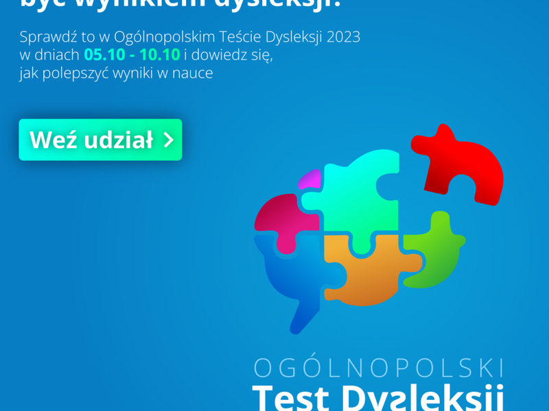 Baner informujący o ogólnopolskim teście dysekcji