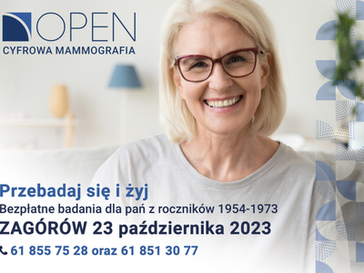 Plakat informujący o bezpłatnym badaniu mammograficznym