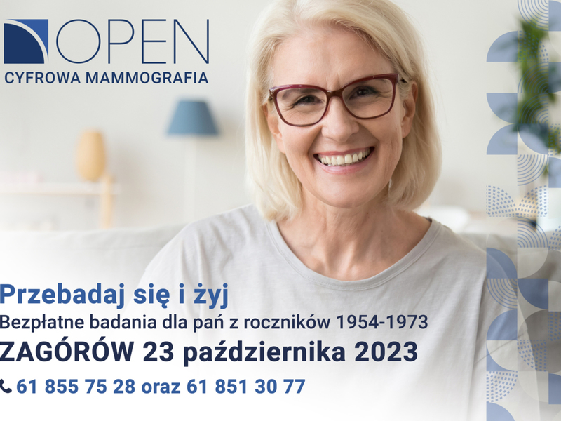 Plakat informujący o bezpłatnym badaniu mammograficznym