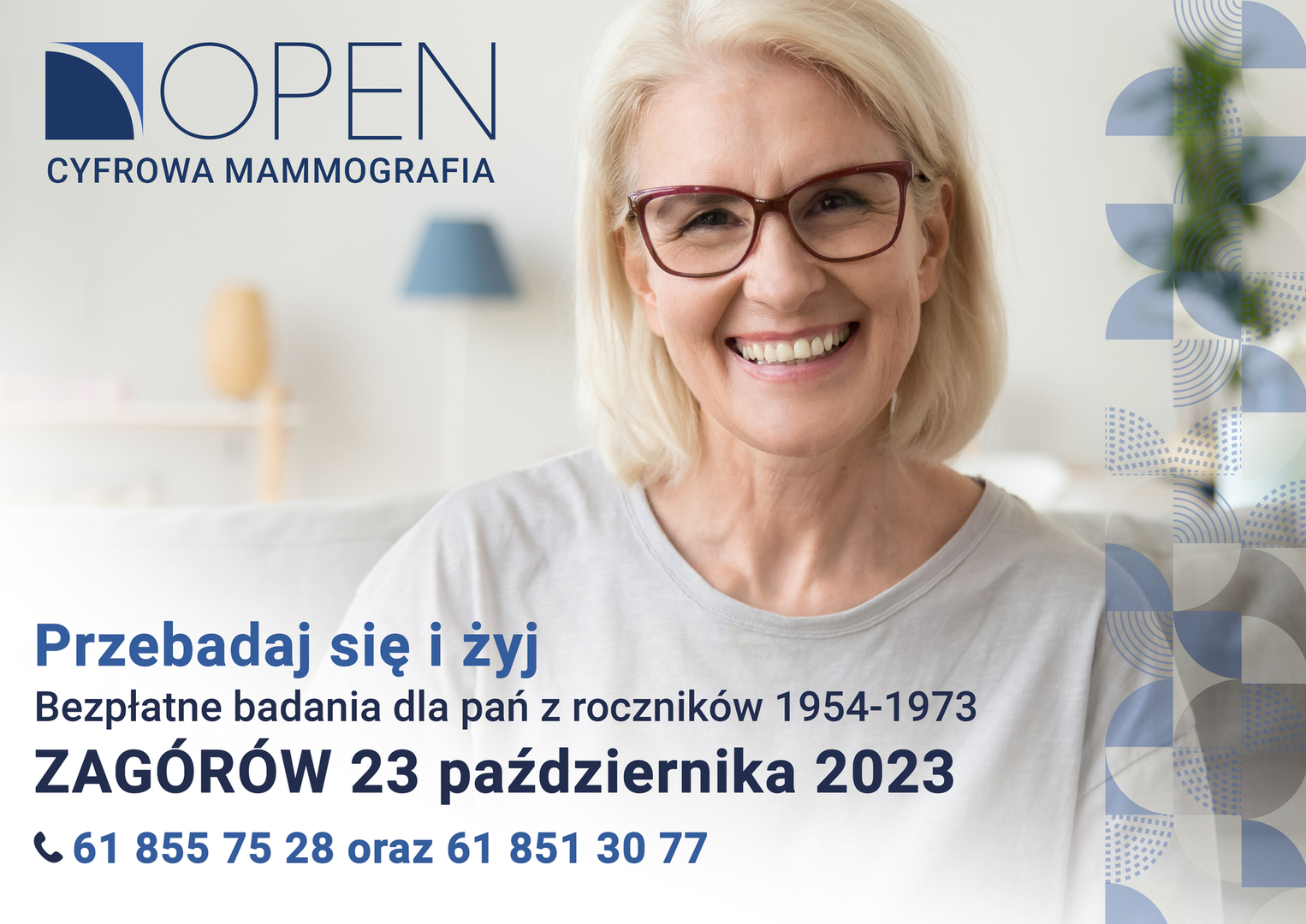 Plakat informujący o bezpłatnym badaniu mammograficznym
