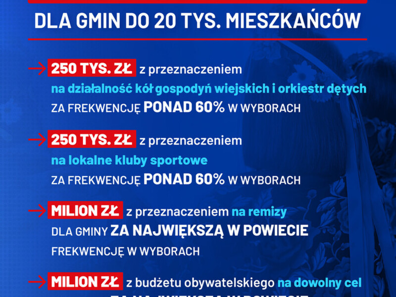 Bonus frekwencyjny dla gmin do 20 tys. mieszkańców