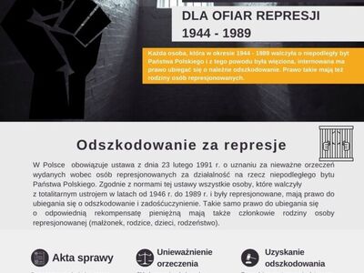 Ulotka informująca o rekompensatach dla ofiar represji w latach 1944 - 1989