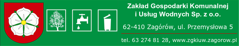 Logo Zakładu Gospodarki komunalnej i Usług Wodnych Sp. z o.o. w Zagórowie