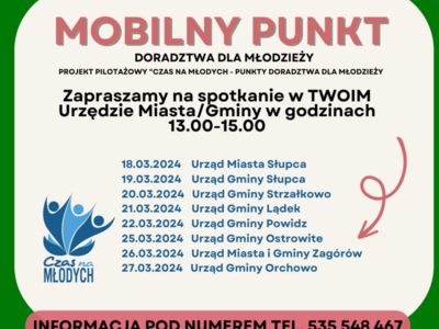 Informacjo o Mobilnym punkcje doradztwa dla młodzieży