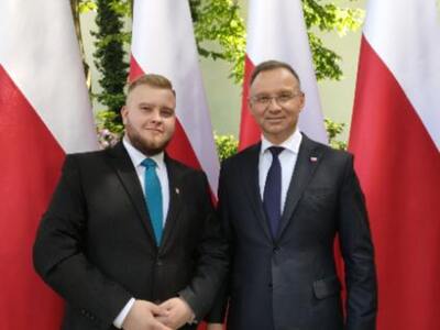 Radny Krystian Żelek z Prezydentem Andrzejem Dudą