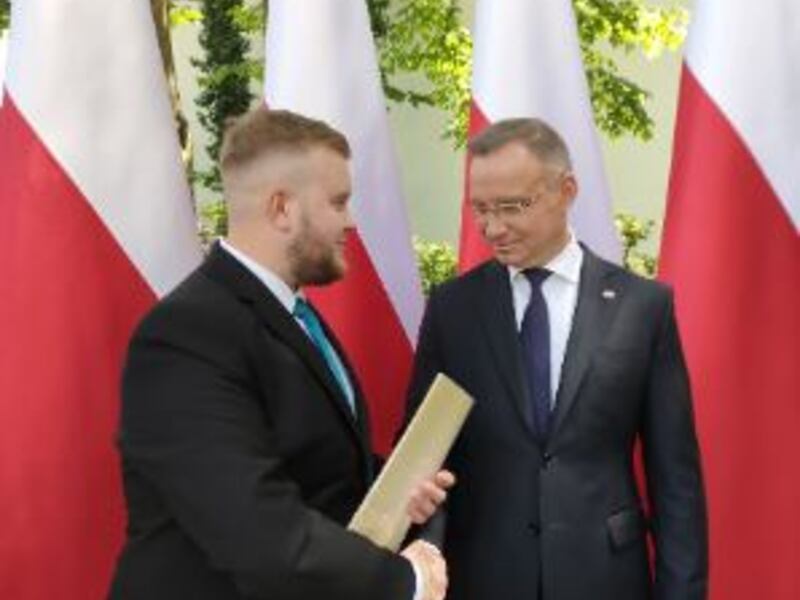 Radny Krystian Żelek z Prezydentem Andrzejem Dudą
