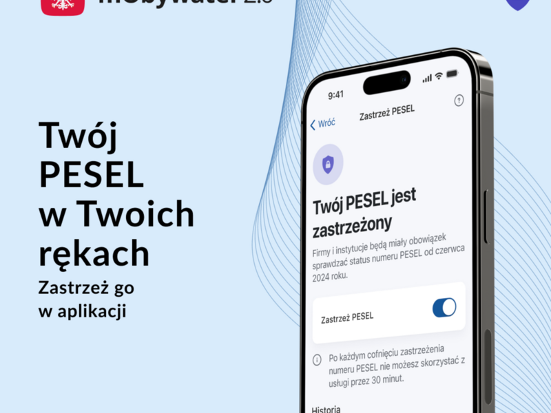 Zastrzeż PESEL i chroń swoje dane w mObywatelu 2.0