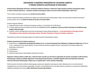 Nabór wniosków na usuwanie azbestu