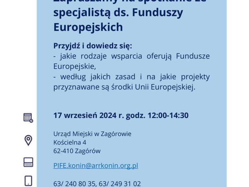 Plakat informujący o Mobilnym Punkcje Informacyjnym Funduszy Europejskich
