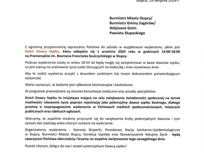 Zaproszenie - Dzień Dawcy Szpiku