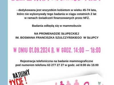 Bezpłatne badanie mammograficzne