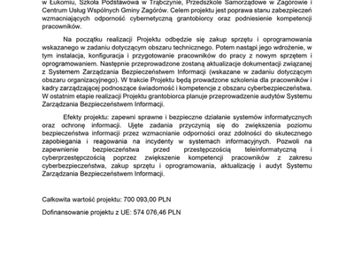 "Poprawa cyberbezpieczeństwa w Gminie Zagórów"