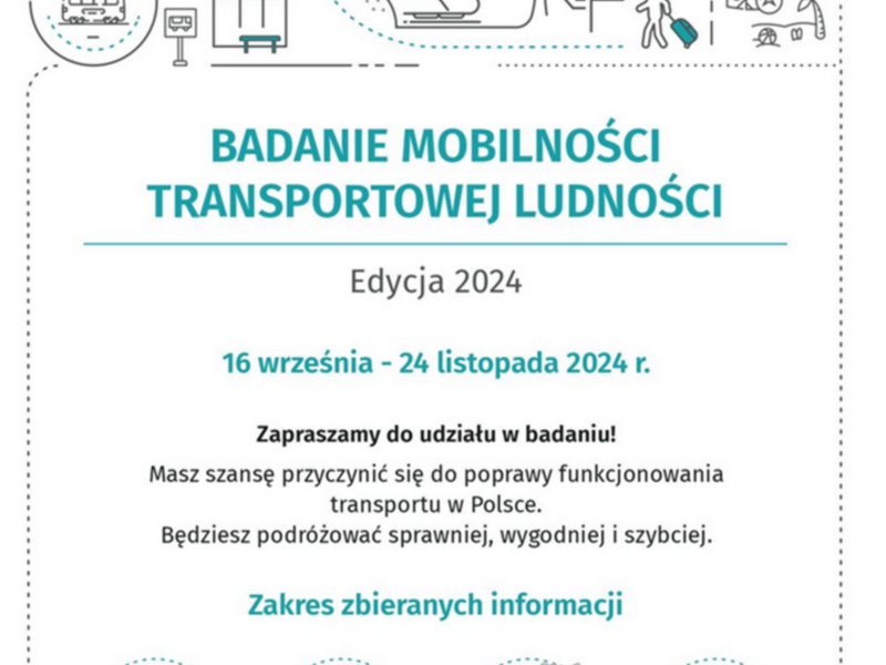 Plakat - badanie mobilności transportowej ludności BMTL.